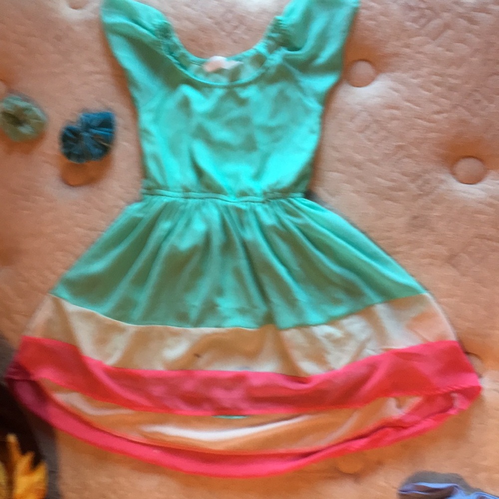 Blue white and pink dress